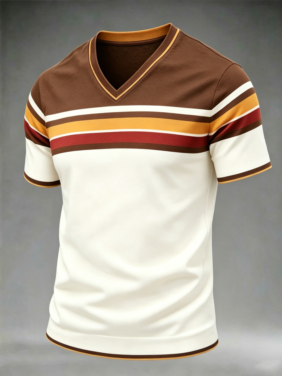 Men's Retro V-neck T-shirt
