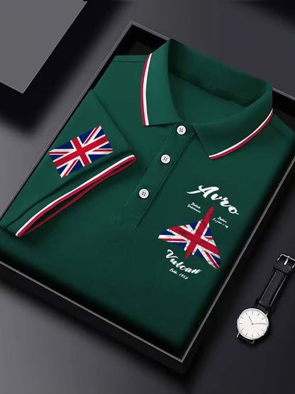 Men's Vintage British Flag Avro Vulcan RAF Nuclear Bomber Print Casual Top