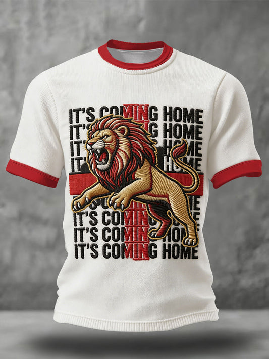 Men's England Football Lover Lions Printed T-shirt