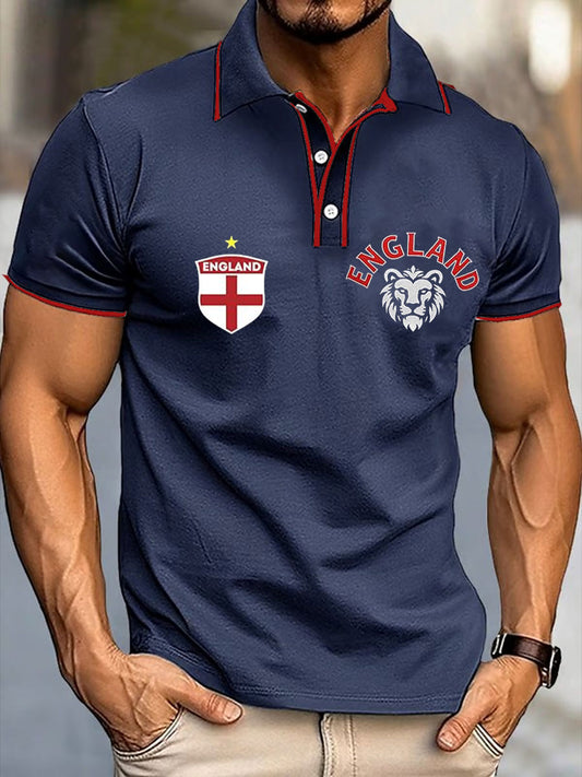 Men's England Football Lover Lions Printed Casual Tops