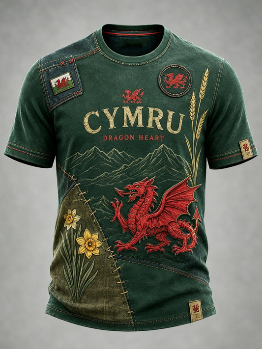 Men's Welsh Cultural Element Art Print T-Shirt