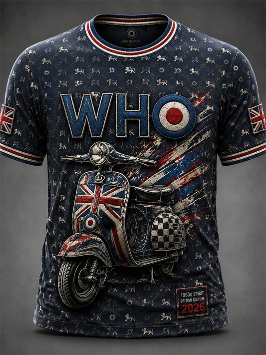 Men's UK Mods Music Lover The Who Printed Short-Sleeved T-Shirt